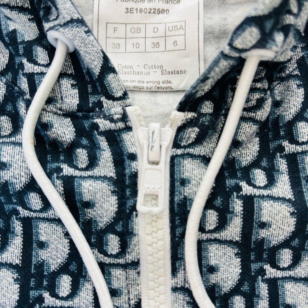 Christian Dior Vintage Trotter Blue/White Hoodie Jacket EU 38 US 6 - Picture 8 of 16
